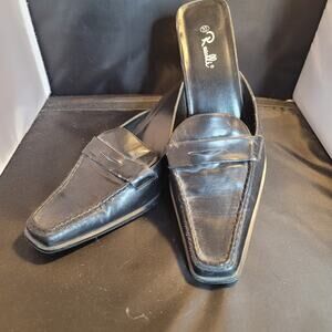 Vintage Rasolli Shoes Size 10 Slip On Black Pointed toe 3" Heel Office Mules